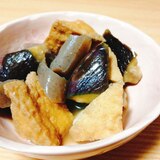 腸活☆レンジで☆厚揚げとこんにゃくとなすの煮物